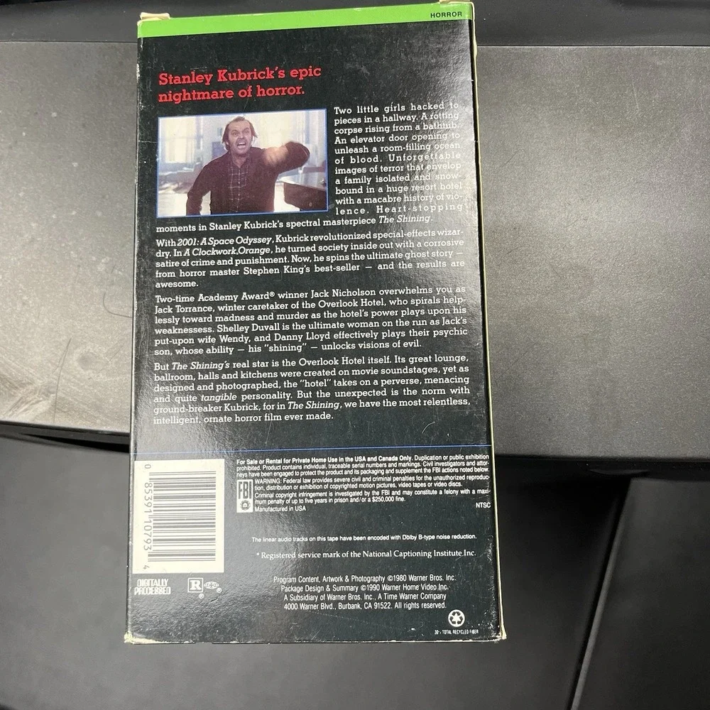The Shining (VHS, 1990) Jack Nicholson, Stanley Kubrick 1980 Warner Video